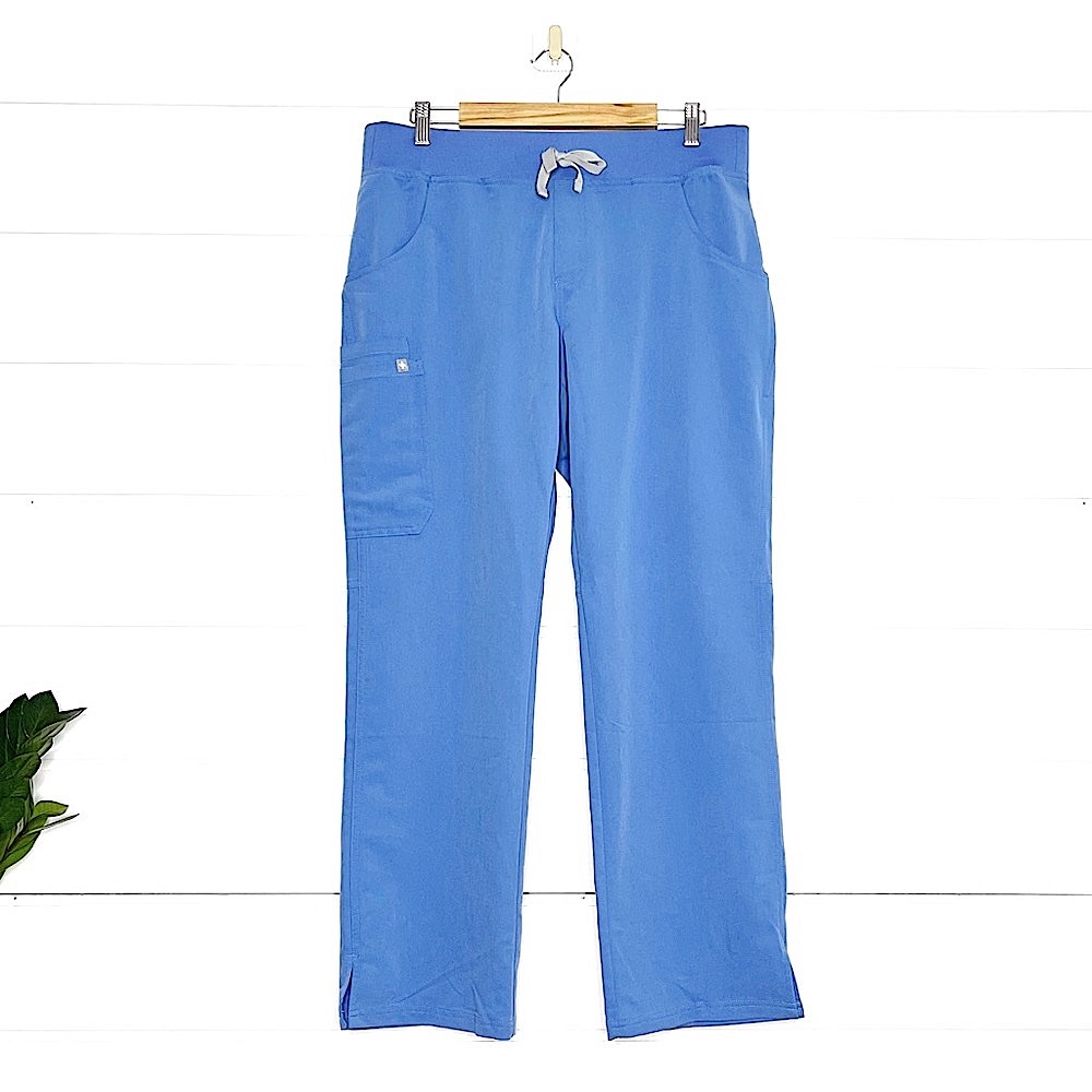 Figs Classic Kate Cargo Scrub Pants in Ciel Blue Size Large